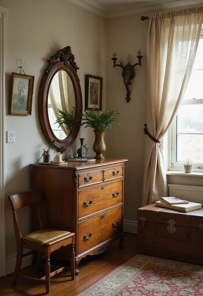 20 Bedroom Interior Design Ideas for a Dreamy Escape - 6. Vintage Accents for a Timeworn Charm