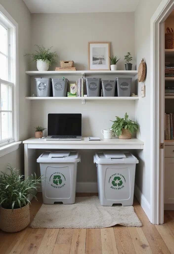 20 Eco-Friendly Home Office Ideas for Remote Workers - 19. Recycling Stations