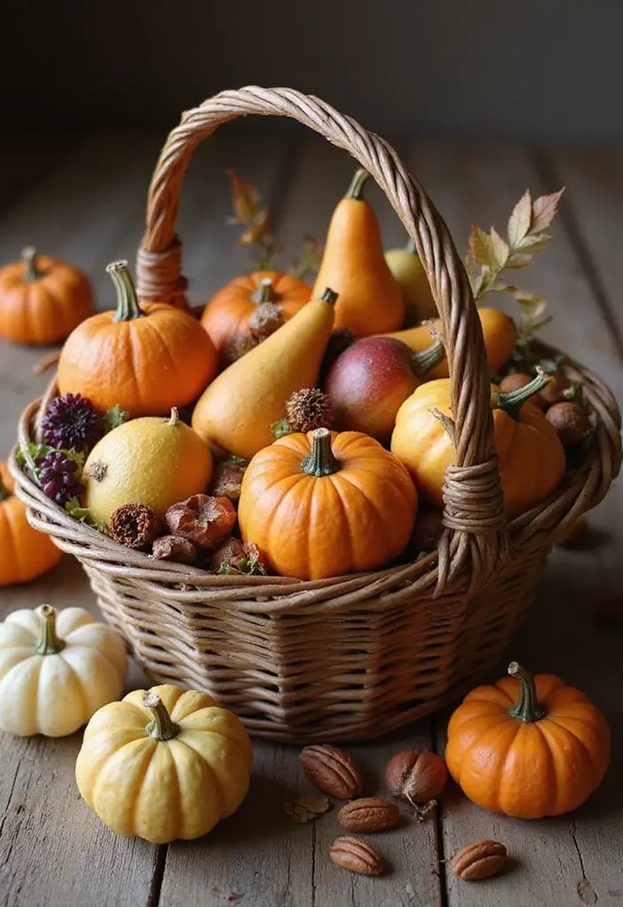 20 Fall Decorations for a Cozy Home in 2025 - 19. Create a Harvest Basket