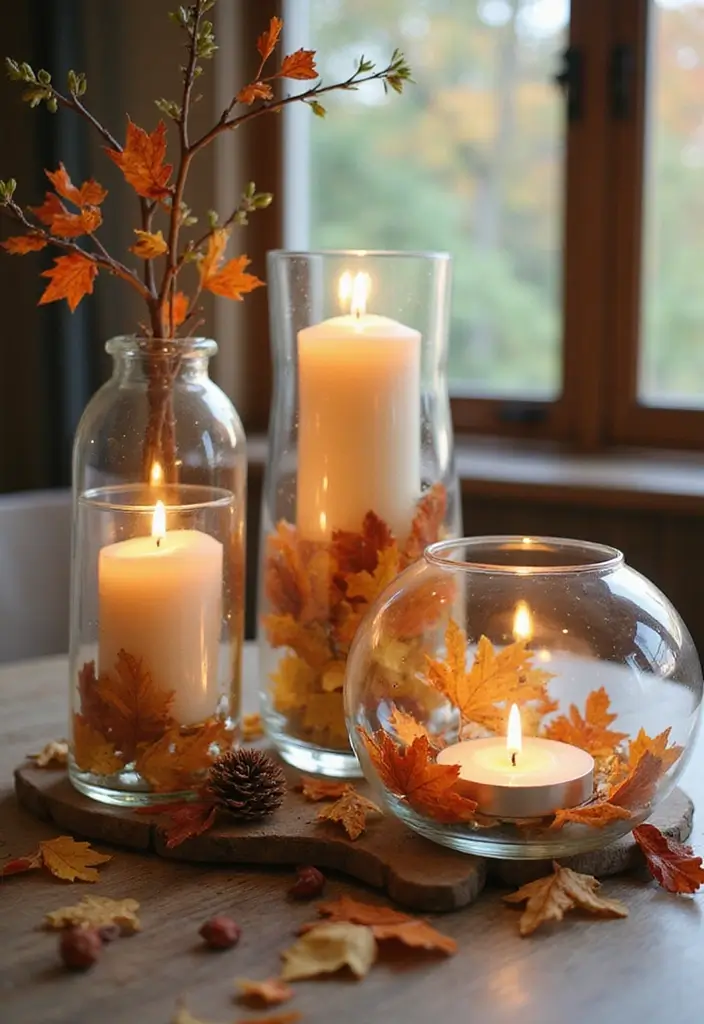 20 Fall Decorations for a Cozy Home in 2025 - 6. Recycled Glass Decor