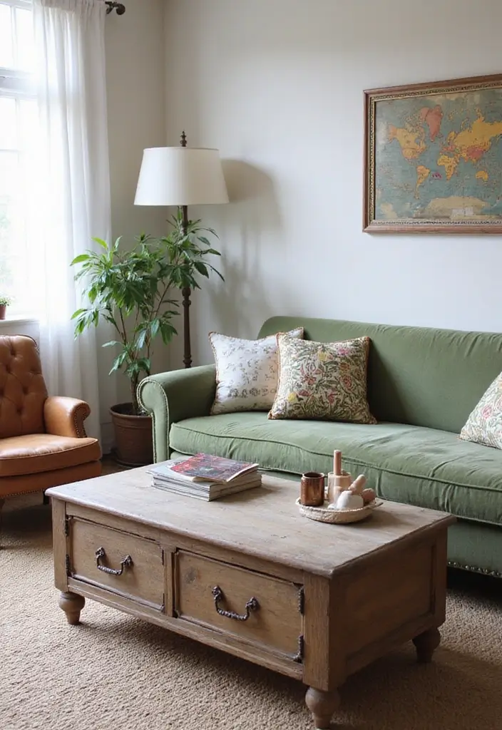 20 Living Room Decor Essentials for a Cozy Vibe - 4. Upcycled Furniture
