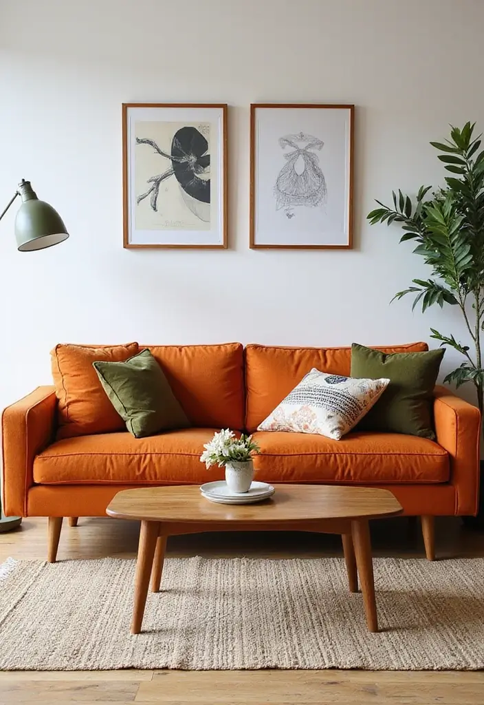 21+ Inspiring Living Room Sofa Ideas for Every Style - 2. Mid-Century Modern Vibes