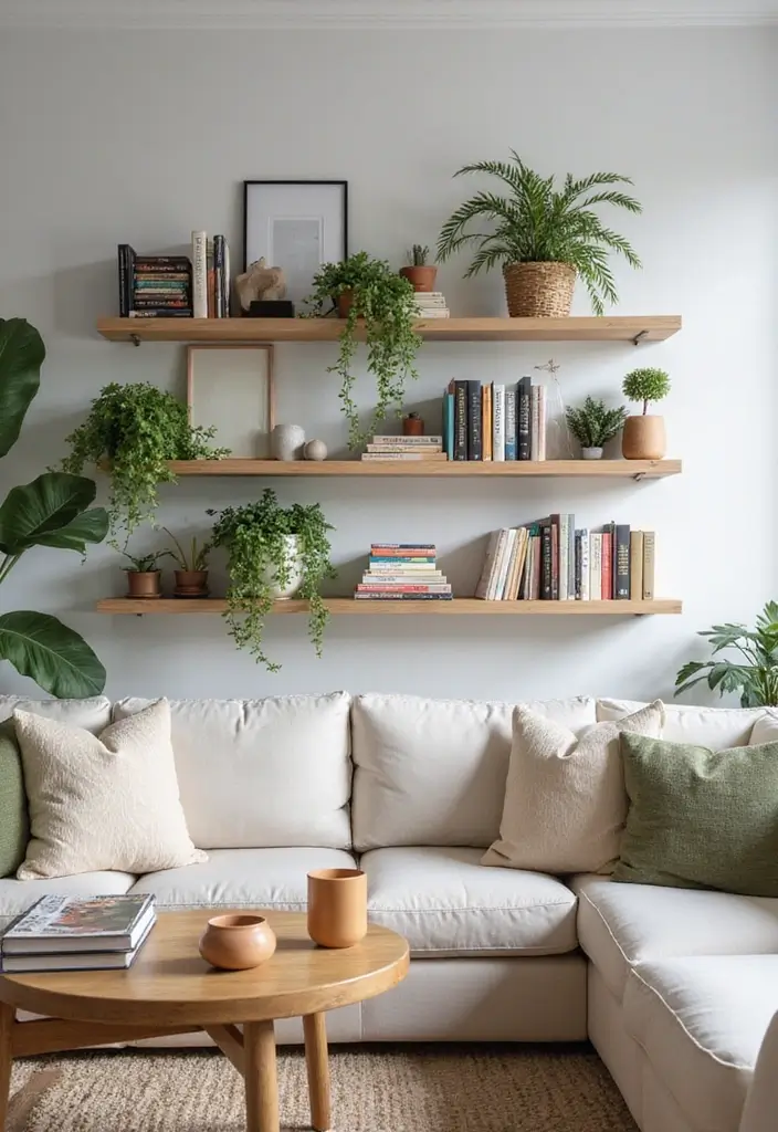 21 Small Apartment Storage Ideas That Actually Work - 2. Floating Shelves