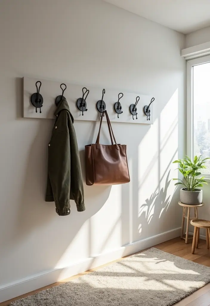 21 Small Apartment Storage Ideas That Actually Work - 4. Wall-Mounted Hooks