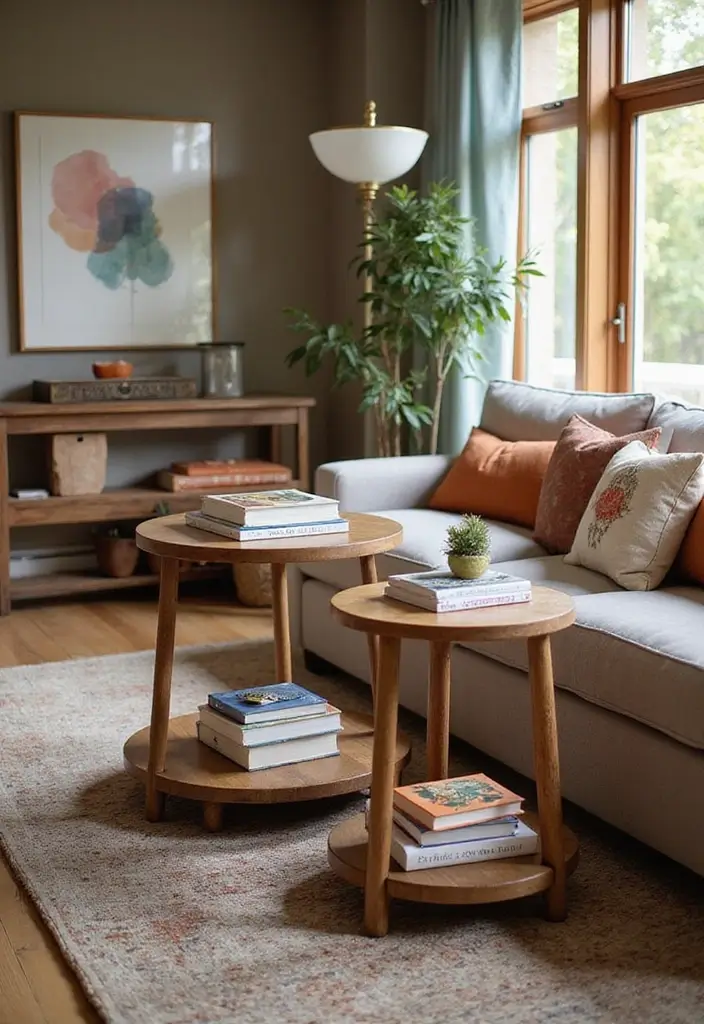 21 Small Apartment Storage Ideas That Actually Work - 6. Multi-Tiered Side Tables
