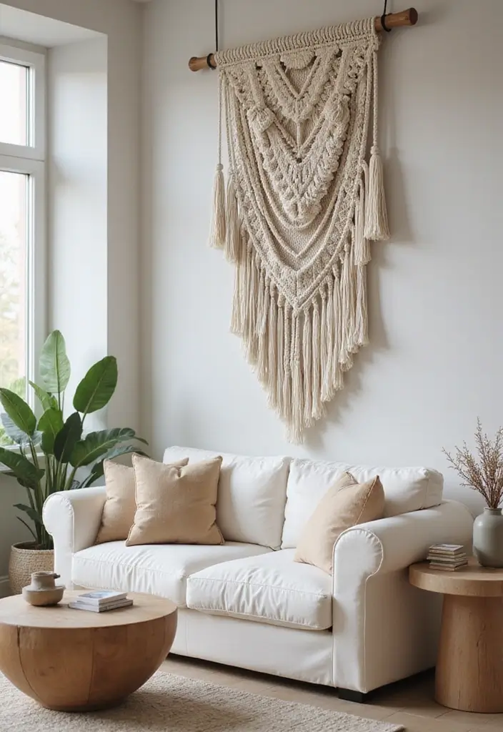 22 Living Room Wall Decor Ideas for Instant Impact - 1. Macramé Wall Hangings