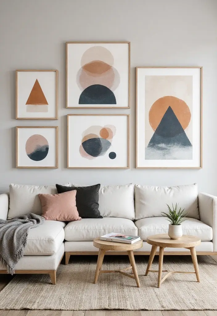 22 Living Room Wall Decor Ideas for Instant Impact - 11. Geometric Wall Art