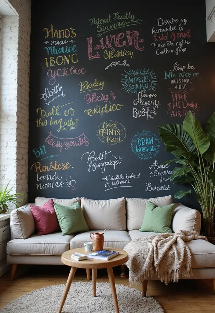 22 Living Room Wall Decor Ideas for Instant Impact - 14. Chalkboard Wall Art