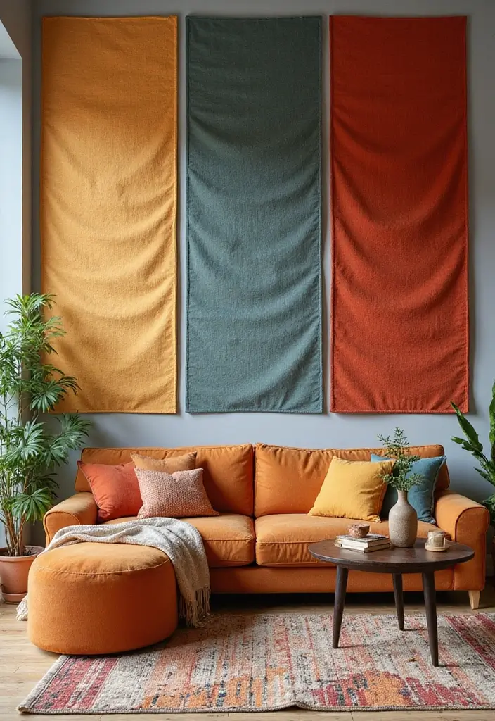 22 Living Room Wall Decor Ideas for Instant Impact - 15. Fabric Wall Panels