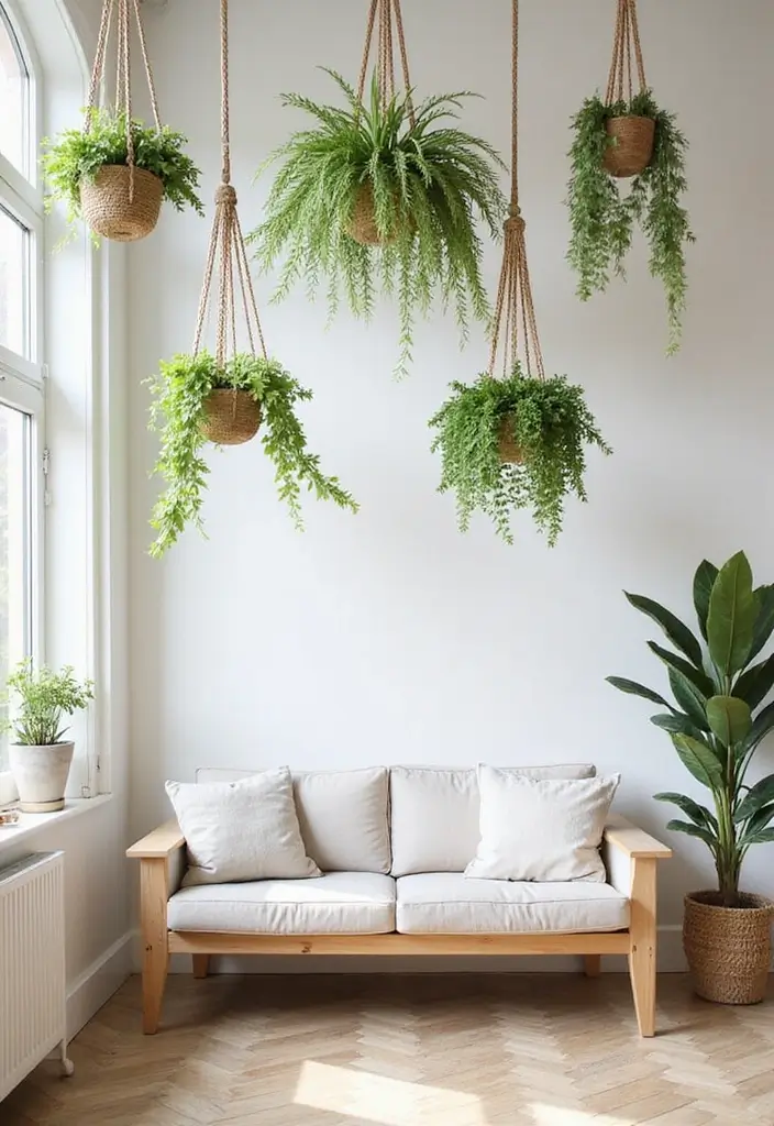 22 Living Room Wall Decor Ideas for Instant Impact - 16. Ceiling Hangings