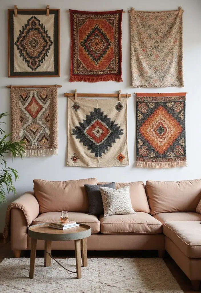 22 Living Room Wall Decor Ideas for Instant Impact - 8. Textile Wall Art