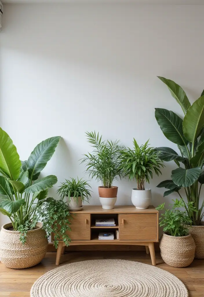 22 Small Apartment Living Room Ideas to Try This Year - 10. Indoor Plants and Greenery