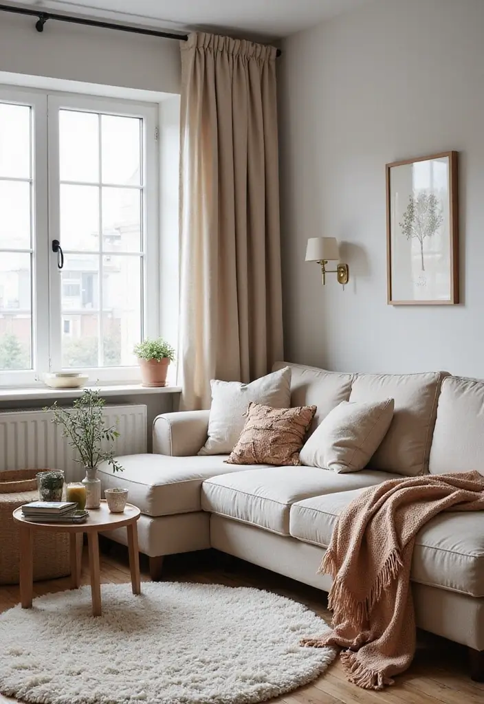 22 Small Apartment Living Room Ideas to Try This Year - 13. Cozy Textiles