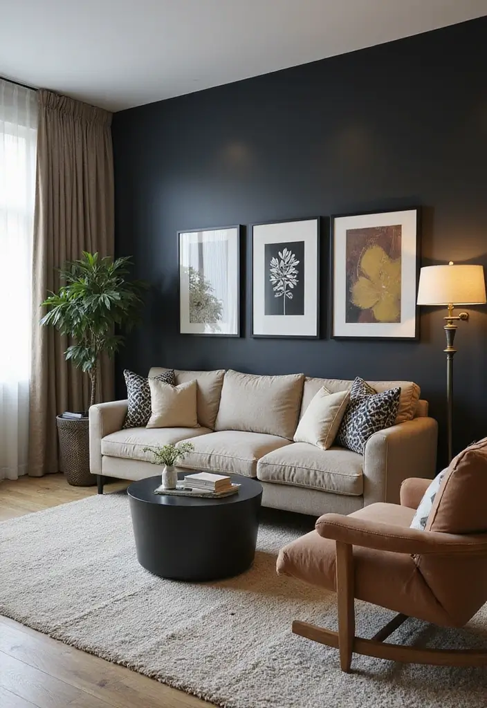 22 Small Apartment Living Room Ideas to Try This Year - 4. Bold Accent Walls