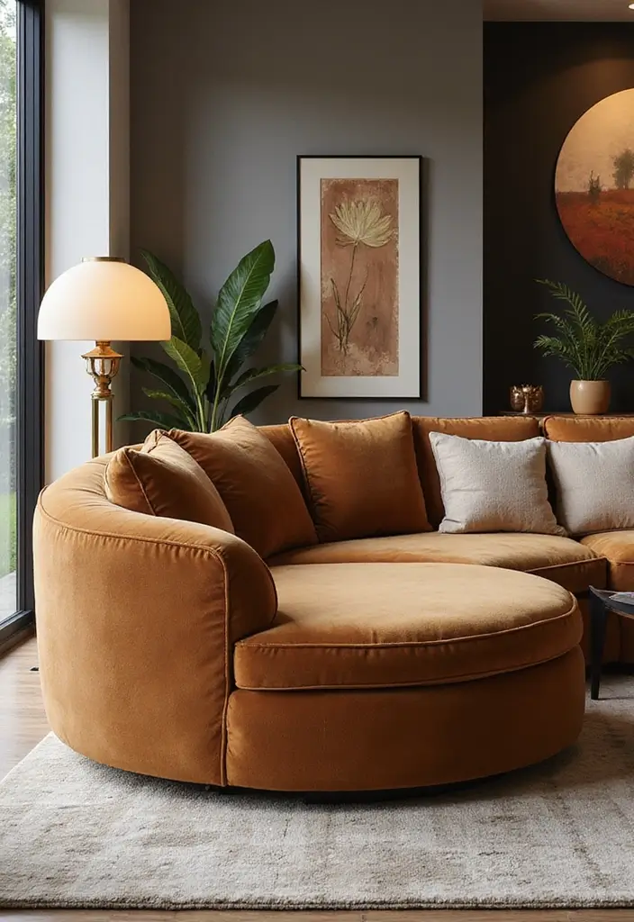 22+ Stunning Living Room Sofa Set Designs to Transform Your Space - 5. Curved Sofas for Softness
