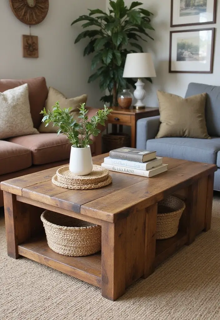 23+ Unique Living Room Table Ideas for a Chic Makeover - 1. Rustic Reclaimed Wood Coffee Table