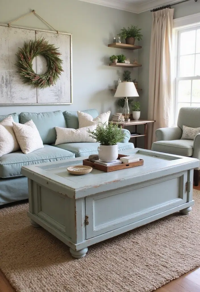 23+ Unique Living Room Table Ideas for a Chic Makeover - 10. Vintage Door Coffee Table
