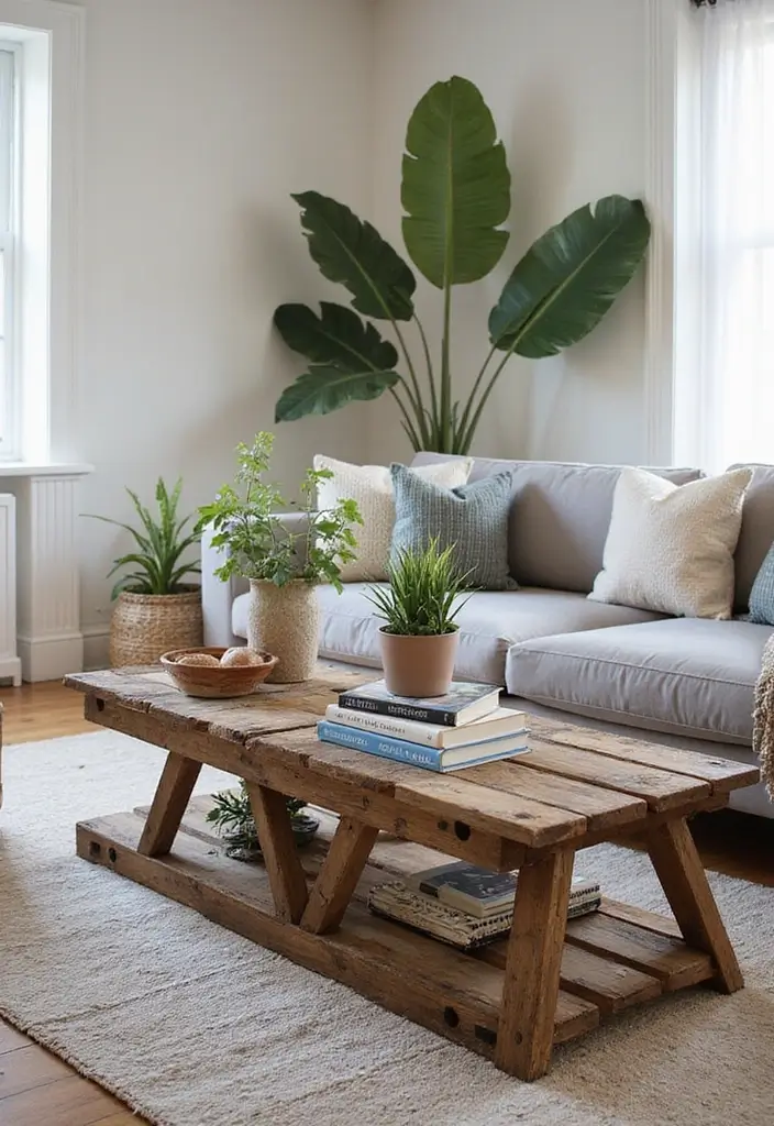 23+ Unique Living Room Table Ideas for a Chic Makeover - 12. Vintage Ladder Table