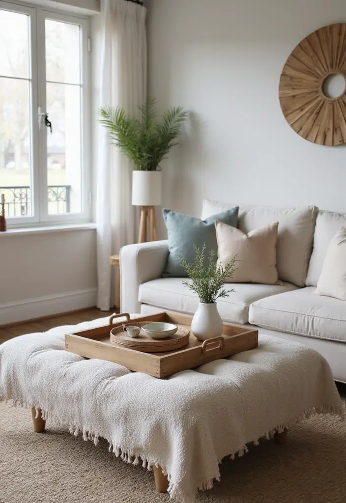 23+ Unique Living Room Table Ideas for a Chic Makeover - 16. Ottoman Coffee Table