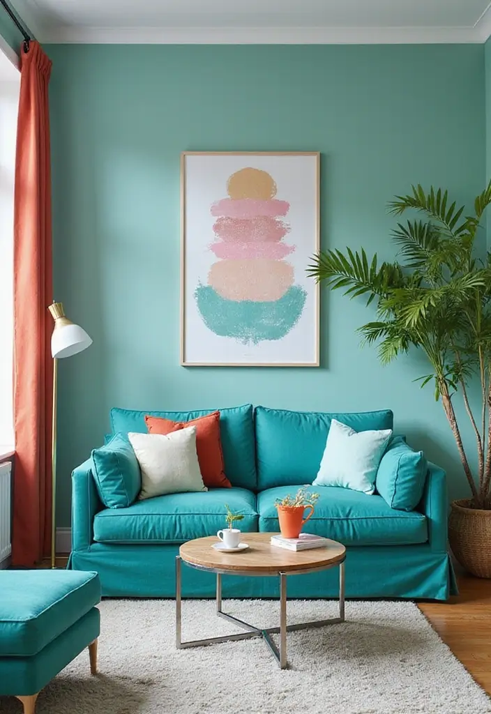 24+ Trending Living Room Colors to Refresh Your Home - 16. Bright Teal