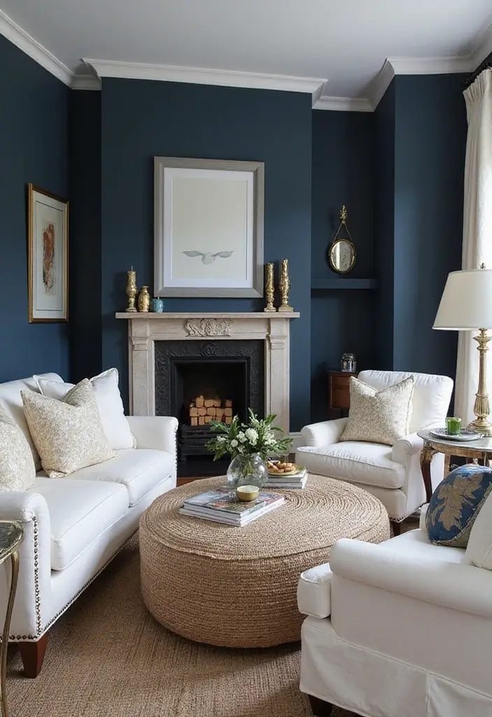 24+ Trending Living Room Colors to Refresh Your Home - 17. Classic Navy