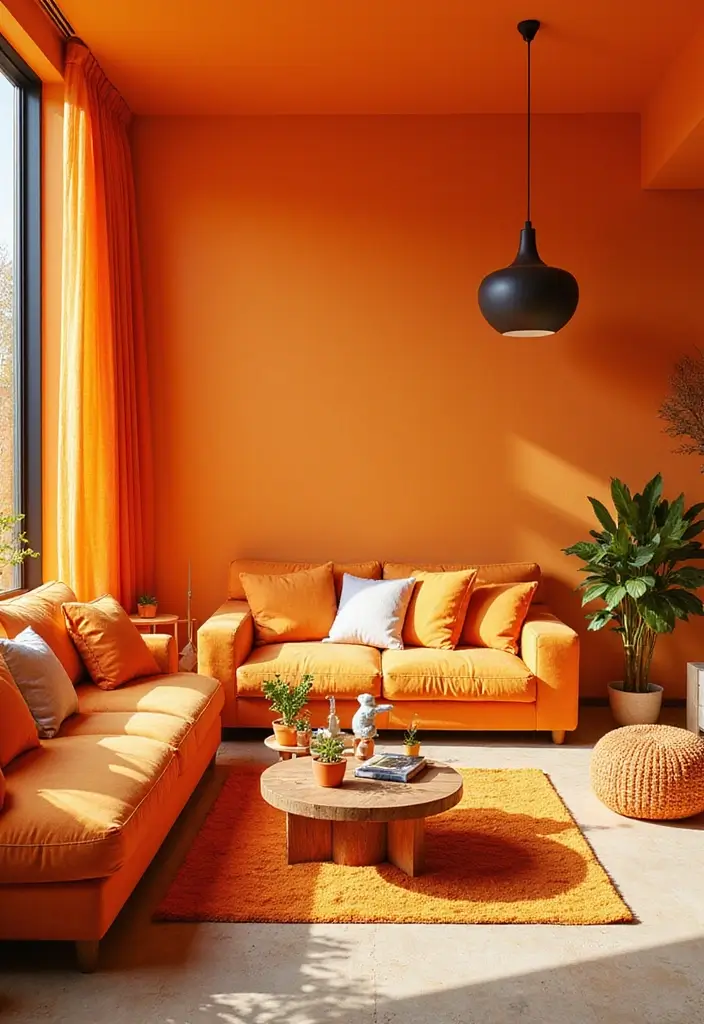 24+ Trending Living Room Colors to Refresh Your Home - 21. Bright Orange