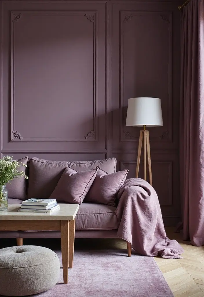 24+ Trending Living Room Colors to Refresh Your Home - 22. Muted Plum