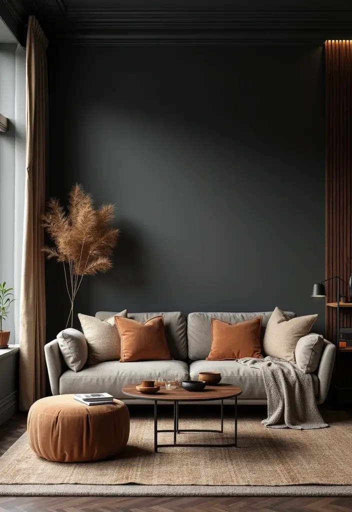 24+ Trending Living Room Colors to Refresh Your Home - 5. Moody Charcoal