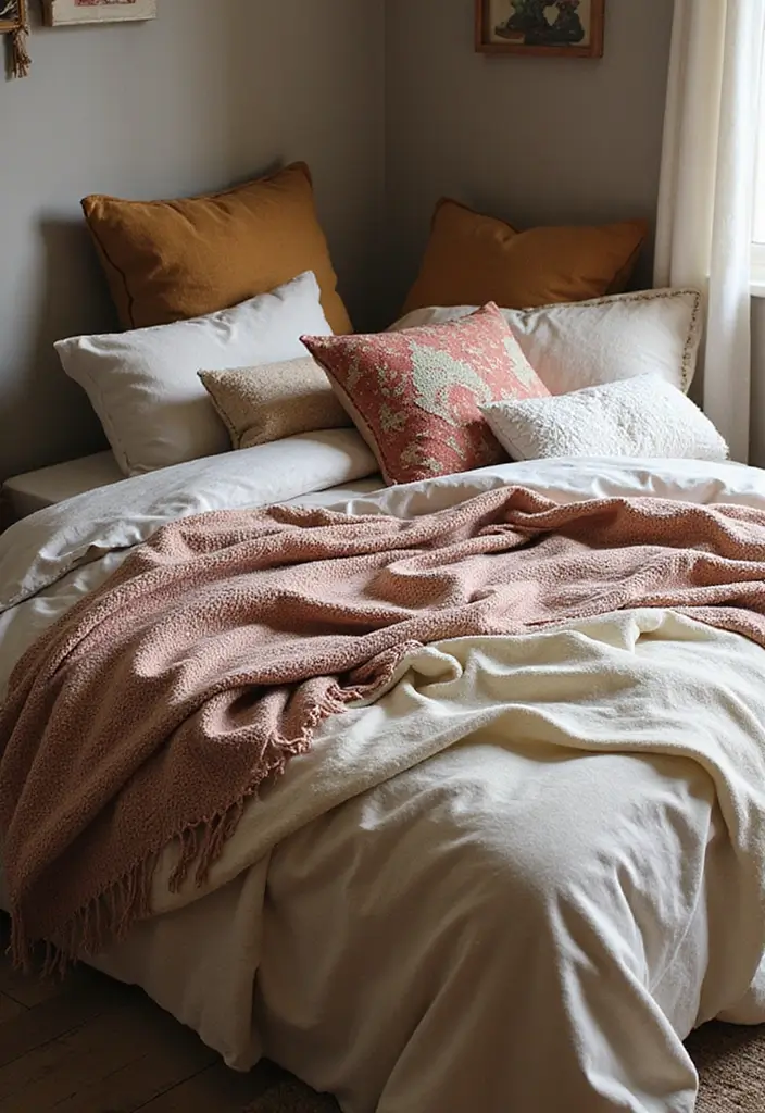 25 Bedroom Decor Ideas to Transform Your Space - 17. Soft, Bohemian Bedding
