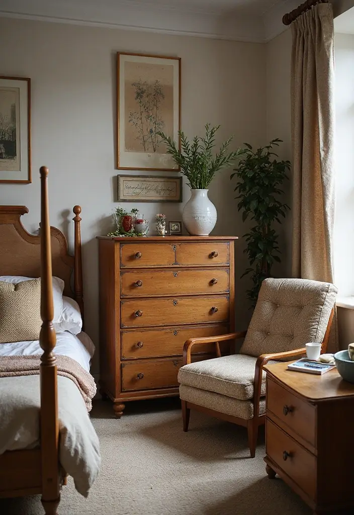 25 Bedroom Decor Ideas to Transform Your Space - 5. Vintage Furniture Finds