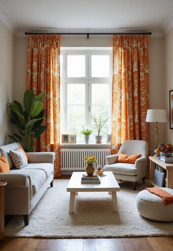25+ Gorgeous Living Room Curtain Ideas to Elevate Your Decor - 11. Quirky Patterns for a Playful Touch