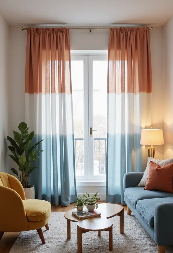 25+ Gorgeous Living Room Curtain Ideas to Elevate Your Decor - 13. Ombre Effect for Modern Flair