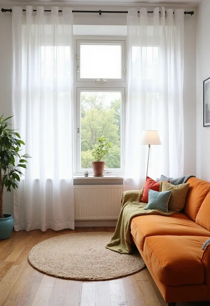 25+ Gorgeous Living Room Curtain Ideas to Elevate Your Decor - 17. Bright White Curtains for a Fresh Look