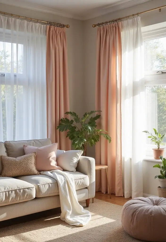 25+ Gorgeous Living Room Curtain Ideas to Elevate Your Decor - 20. Soft Pastels for a Calming Atmosphere