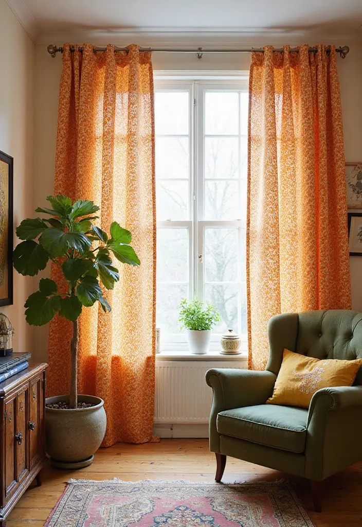 25+ Gorgeous Living Room Curtain Ideas to Elevate Your Decor - 21. Bright Patterns for Energy