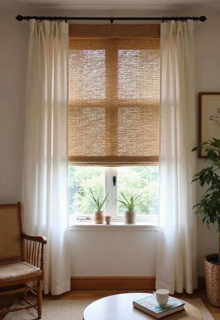 25+ Gorgeous Living Room Curtain Ideas to Elevate Your Decor - 5. Natural Fiber Blinds