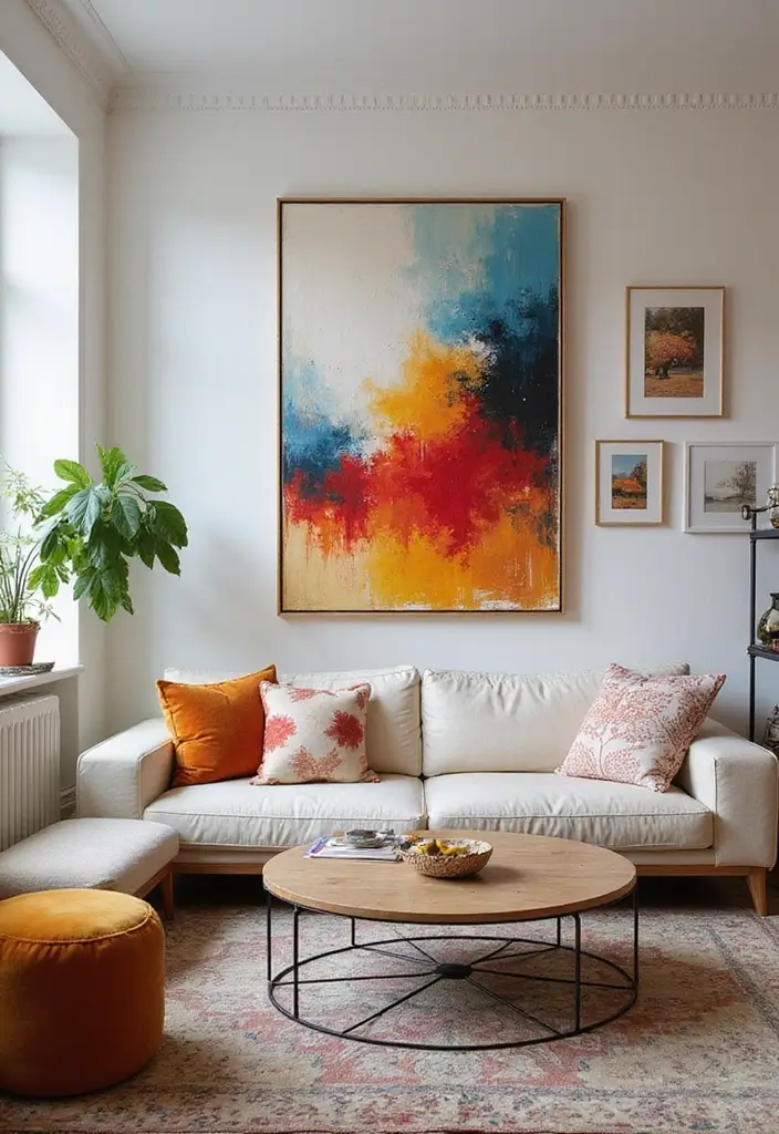 25 Living Room Decor Ideas for a Stylish Home - 13. Add a Touch of Art