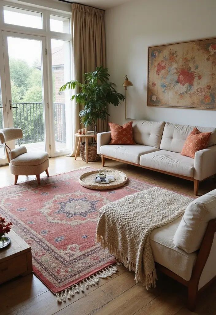 25 Living Room Decor Ideas for a Stylish Home - 17. Create Zones with Rugs