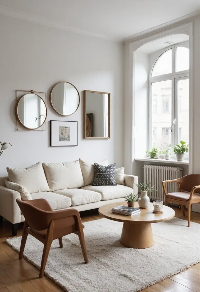 25 Living Room Decor Ideas for a Stylish Home - 19. Use Mirrors to Expand Space