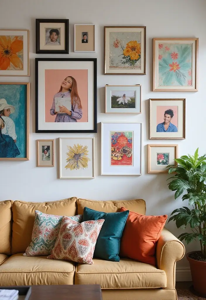 25 Living Room Decor Ideas for a Stylish Home - 7. Curate a Gallery Wall