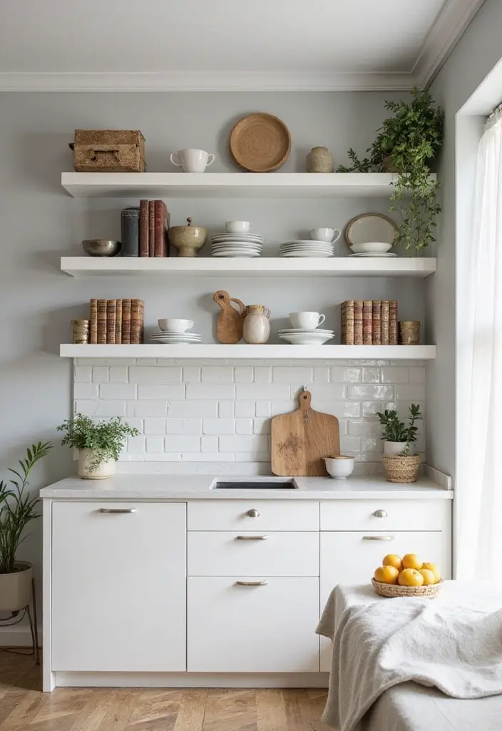 25 Small Apartment Decorating Ideas to Maximize Your Space - 8. Opt for Open Shelving