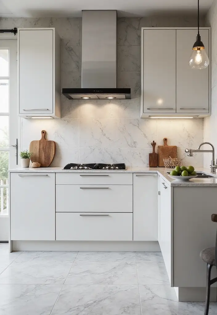 26+ Modern Kitchen Tile Designs You’ll Love - 14. Smooth Marble Effect
