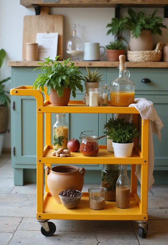 28+ Creative Kitchen Organization Ideas for Every Home - 10. Rolling Carts for Extra Storage