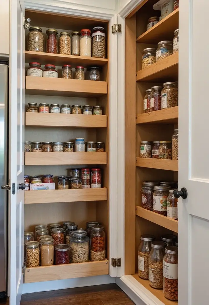 28+ Creative Kitchen Organization Ideas for Every Home - 2. Pull-Out Pantry Shelves