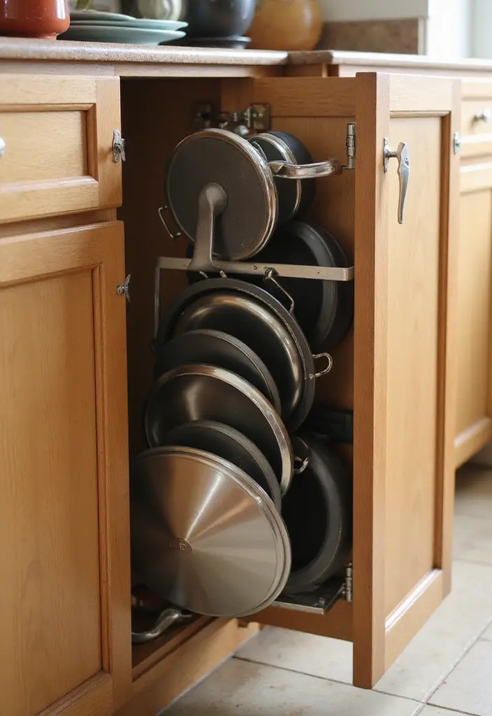 28+ Creative Kitchen Organization Ideas for Every Home - 20. Creative Pot Lid Storage