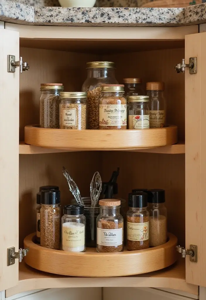 28+ Creative Kitchen Organization Ideas for Every Home - 5. Lazy Susans in Cabinets