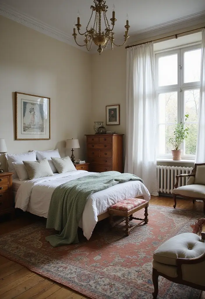 30 Bedroom Decor Tips for a Relaxing Retreat - 16. Choose Vintage Furniture