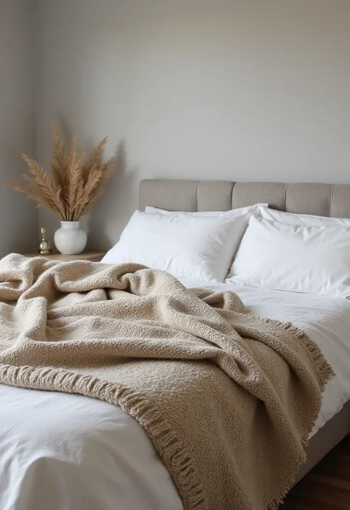 30 Bedroom Decor Tips for a Relaxing Retreat - 28. Have a Cozy Blanket on Hand