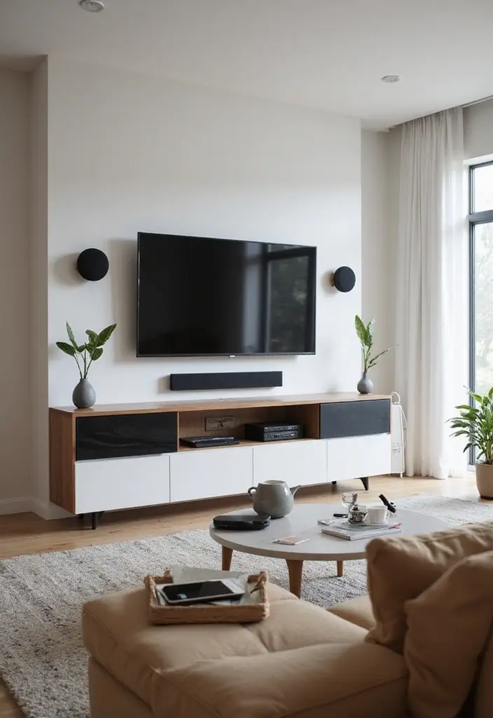 30 Eco-Friendly Living Room Ideas for Modern Families - 26. Integrated Technology