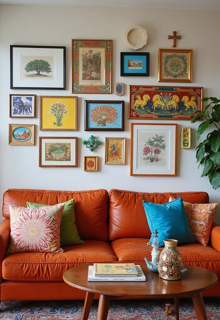 30 Eco-Friendly Living Room Ideas for Modern Families - 27. Colorful Artifacts